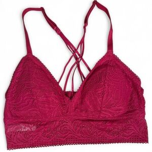 Auden Pink fuchsia Lace Bralette with Criss-Cross Back small